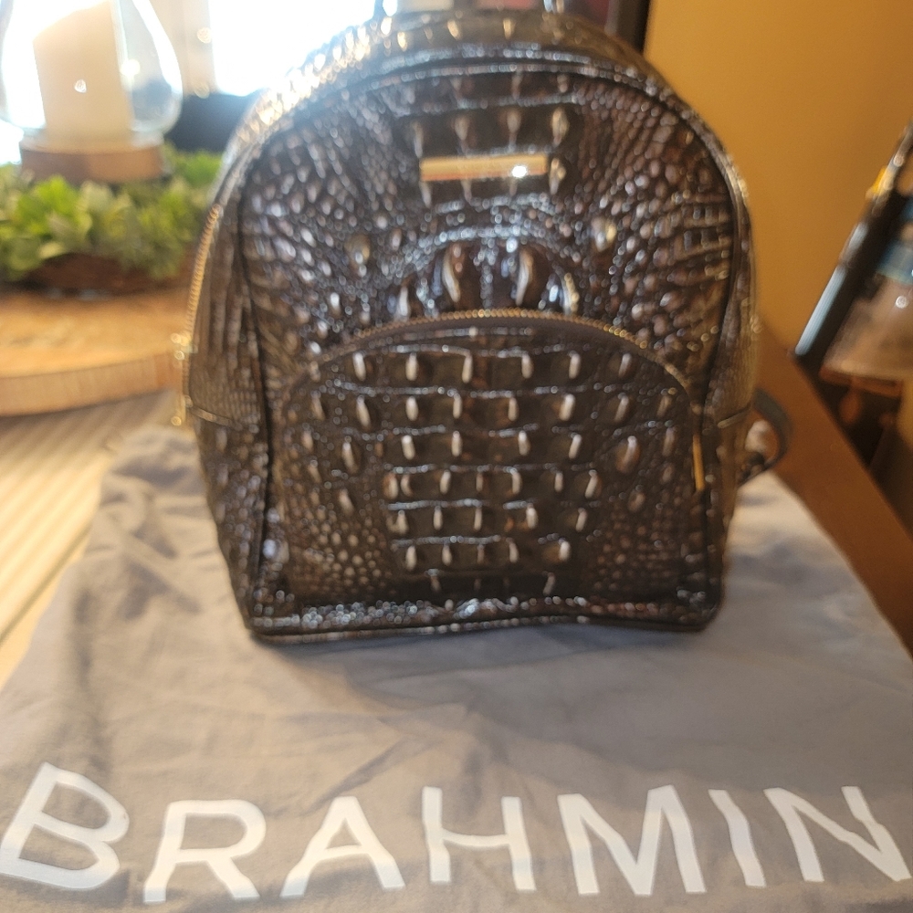 BRAHMIN MINI DARTMOUTH IRONWOOD MELBOURNE BACKPACK PURSE Retail $325